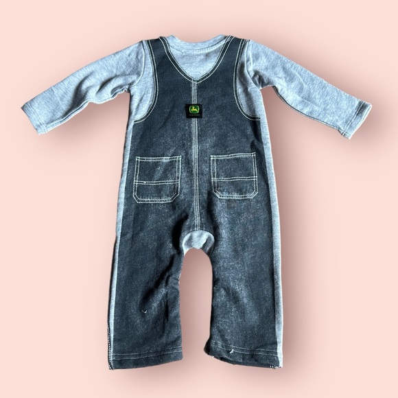 NWT Baby John Deere Faux Overalls Long Sleeve Bodysuit Size 6/9 Months - Picture 7 of 8